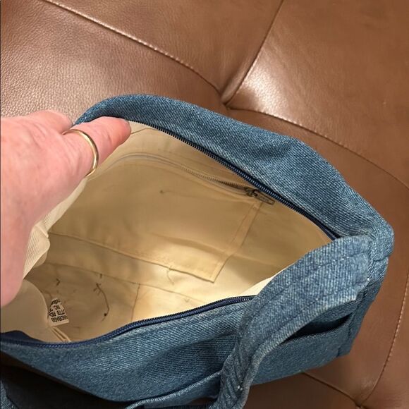 Vintage Red Hat Society Blue/ Red Denim Shoulder Bag Hand Painted Hats Bows - Picture 4 of 7